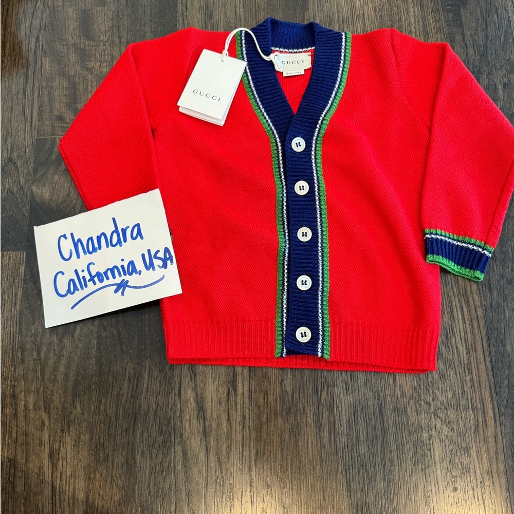 Toddler Red Gucci Cardigan Sweater 18/24 months